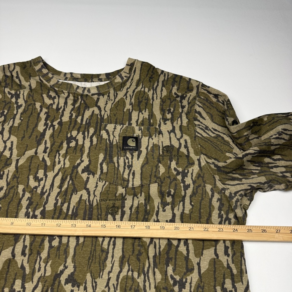 Carhartt Shirt Mens 2XL Green Bottomland Camo Long Sleeve Pocket Hunting Tee - Picture 4 of 7